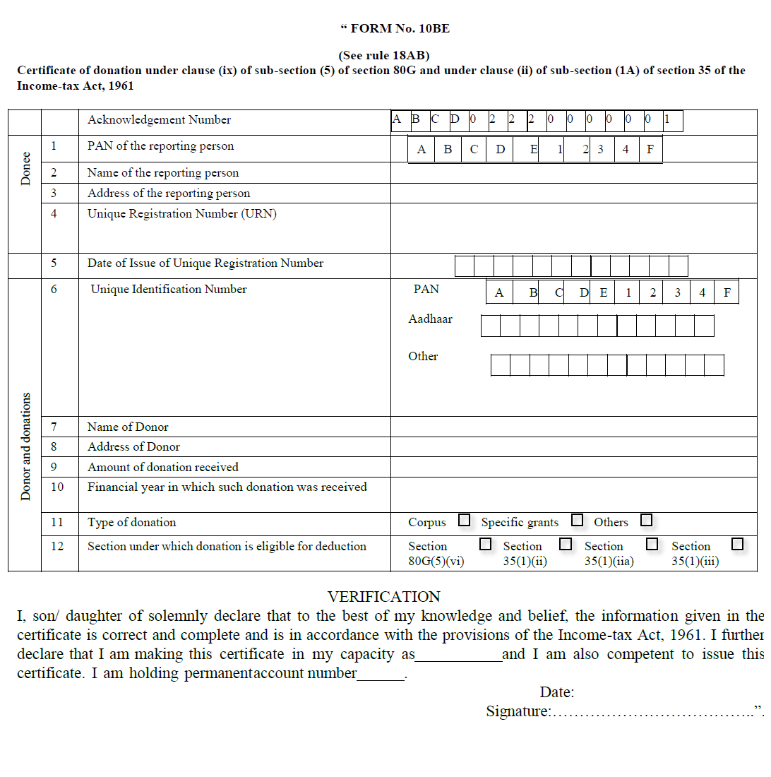 Form 10BD | Statement Of Donation | Consequences