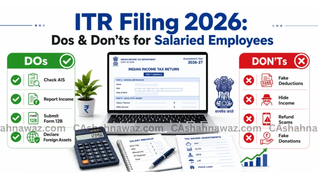 Home 11 2026 ITR Salaried Employees dos and donts