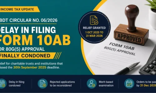 CBDT Circular No. 06/2026: Delay in Filing Form 10AB for 80G(5) Approval Finally Condoned
