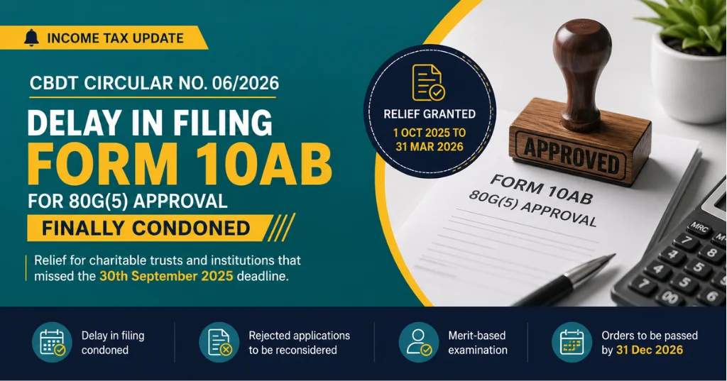 Form 10AB delay condonation blog banner image