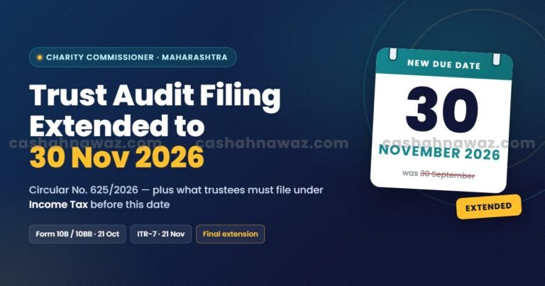 Maharashtra Trust Audit Due Date Extended to 30 Nov 2026